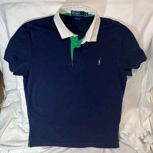 Polo by Ralph Lauren Custom Fit. Navy with green accents. Size L